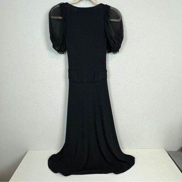 Yigal Azrouel Black Lace Sleeve Wrap Midi Dress 2 - Picture 6 of 13